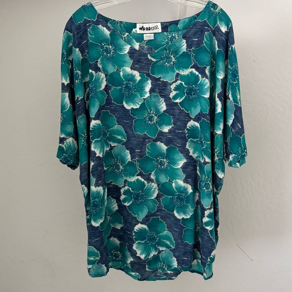 1980s-90s Vintage We Be Bop Indonesian Floral Rayon Top